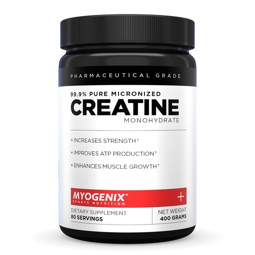 [BRSWIFYIAAIBWCTE] Myogenix Creatine Monohydrate – Pure Creatine Powder for Strength & Endurance – Supports ATP Production & Muscled Strength – No Additives – Unflavored (80 Servings)