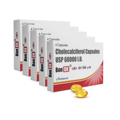 [BRSW2BL4BF5WOGQY] Bon DK 60K Vitamin D3 60000 IU Capsules | 20 Capsules (Pack of 5) | Cholecalciferol 60000 IU |Vitamin D3 Weekly Supplement for Men & Women |Boosts Immune System | Soft Gelatin Capsule, Easy to Swallow