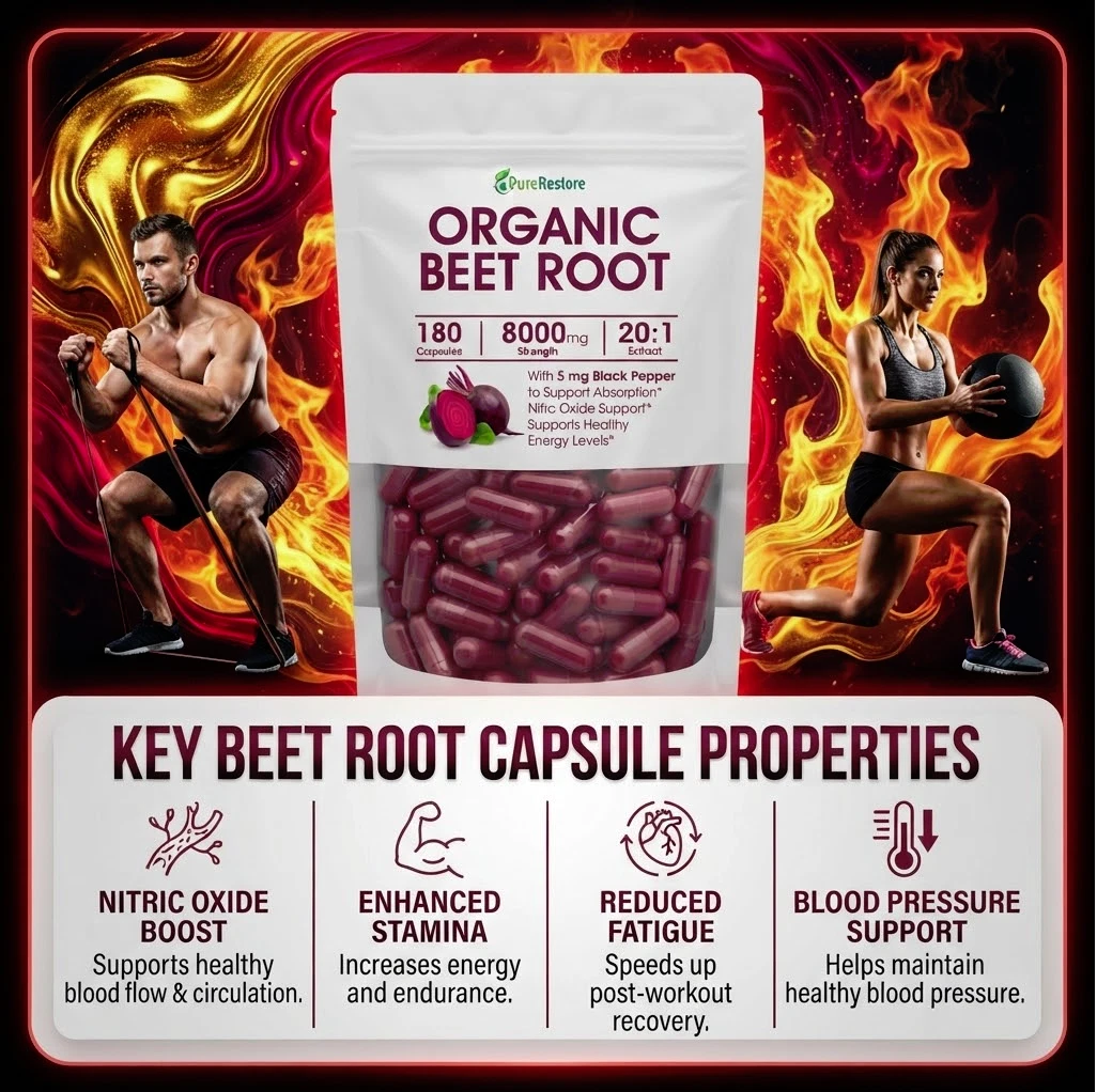 [293E09EE] Beet Root Capsules 180 8000 mg Strength 20:1, Nitric Oxide Circulation Support