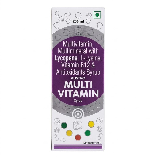 [BRSRYEALB5YRUAD4] Aus-tro Multivitamin Syrup with Multimineral, Vitamin B12 & Antioxidants | 200ml Pack of 2