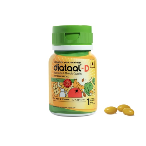 [BRSRAFIOAAHGMC3J] Diataal-D Vitamin D3 400IU | Multivitamin for Men & Women with Vitamin D3, ALA, B6, B12, B3, B9, Magnesium, Zinc and Copper | Energy, Immunity, Performance & Heart Health | 30 Capsules