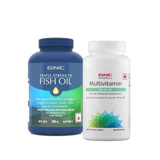 [BRSW2CQLPIFAEA32] GNC Triple Strength Fish Oil (60 Softgels) & GNC Women's Multivitamin for Women 50+ (120 Tablets) Combo