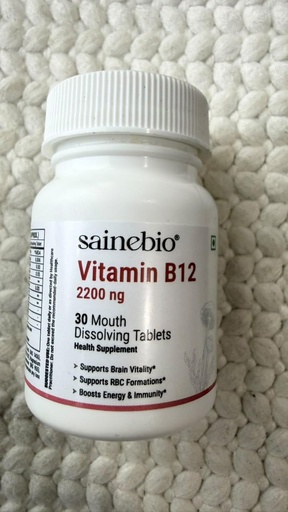 [BRSRG2QNA54AY23P] Sainebio Vitamin B12 with L-Methylfolate, Vitamin B6 & Vitamin D3 | Mouth Dissolving Tablets | Mango Flavour | 30 Tablets