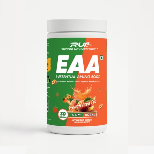 [BRSW2GIZBUBWCDLJ] Ripped Up Nutrition BCAA + EAA Powder | Sugar Free Powerful Intra Workout | Muscle Recovery Drink with 6000mg BCAA, 9000mg EAA, | Amino Acid Supplements (30 Servings) (Peach Iced Tea), 1 count