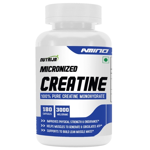 [BRSRAEDYDJ5QKF3U] NutriJa Creatine Monohydrate 3000mg Capsules | Improves physical strength & endurance | Ideal Workout supplement | 180 Capsules