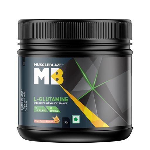 [BRSWECQOC4BBQFLU] MuscleBlaze L-Glutamine Powder, Fruit Punch (41 Servings, 250g)| Post Workout Recovery | 5g Glutamine