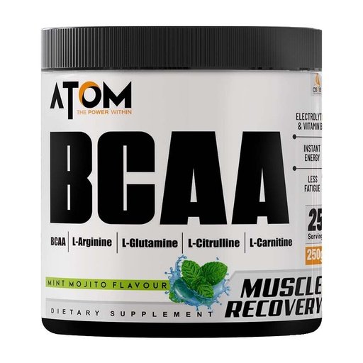 [BRSRMHQHBN6Q2D34] AS-IT-IS ATOM BCAA 250g with L-arginine, L-Carnitine, L-Citrulline | Mint Mojito Flavor