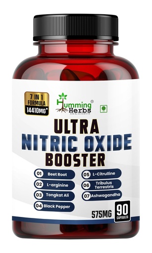 [BRSROZAPA4PAO3Q6] Humming Herbs ULTRA NITRIC BOOSTER - 7in1 | Beet Root, L-Arginine, Tongkat Ali, Black Pepper, L-Citrulline, Tribulus Terrestris & Ashwagandha - Enhance Energy, Performance, and Stamina - 90 Cap