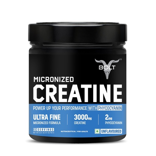 [BRSROZQPBENAYAL2] Bolt Micronised Creatine Monohydrate | 100 gram,33 Servings| Uflavour
