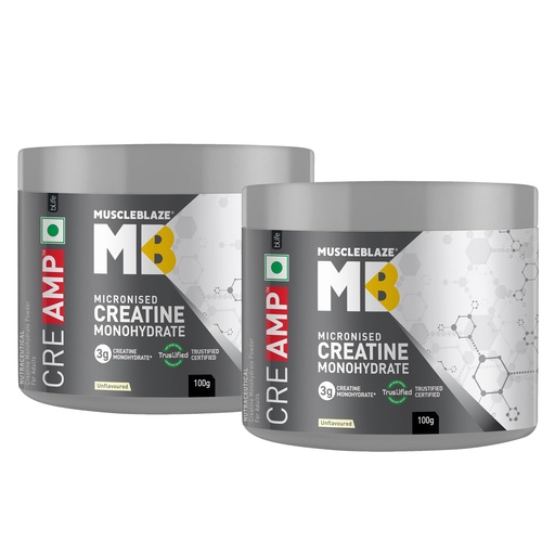 [BRSRAGQBA4BBQHY3] MuscleBlaze Micronised Creatine Monohydrate CreAMP Powder, 2 x 100g