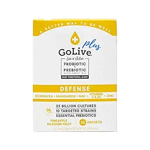 [BRSWY2YTCAMBODLA] GoLive Immune Defense – Sugar-Free Synbiotic Powder with Prebiotics & Probiotics – 25 Billion CFUs, 10 Clinical Strains – Supports Digestion, Metabolism & Immunity – 10 Servings