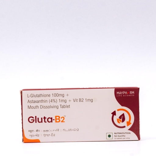[BRSRYZQOAABBOELD] Gluta B2 MDT Tablets | L-Glutathione 100mg, Astaxanthin & Vitamin B2 | Antioxidant Nutritional Supplement | 10 Tablets