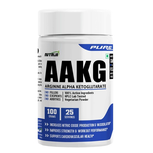 [BRSWGBI7OQJQO3IY] Nutrija AAKG- Arginine Alpha Ketoglutarate | For Strength & Vascularity -100 Grams