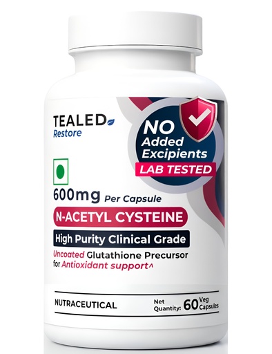 [BRSRYZQLCF6GKHLG] N-Acetyl Cysteine (NAC) 600mg | Eurofins Lab-Tested | Pharma Grade | Glutathione Precursor for Antioxidant support | High-Purity | 60 Veg Capsules