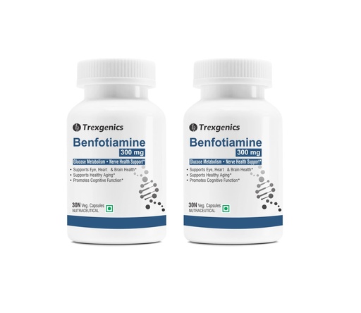 [BRSRM2T4OYFWA2DO] Trexgenics BENFOTIAMINE 300 mg + L-Leucine 50 mg Glucose Metabolism & Nerve Health Support VEGAN & NON-GMO (30 Veg. Capsules) (Pack of 2)