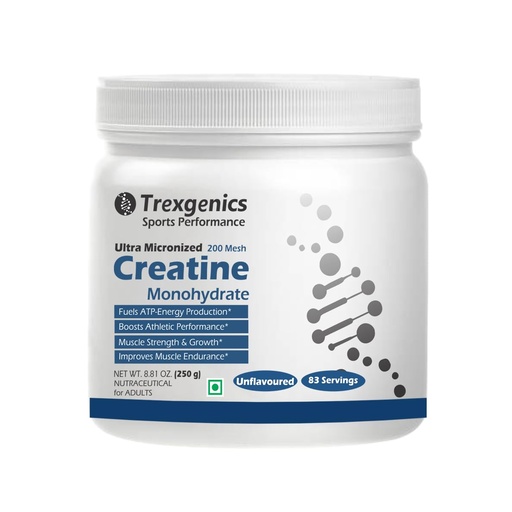 [BRSREEAOO4IGAYL3] Trexgenics CREATINE MONOHYDRATE ULTRA MICRONIZED, Pure (83 Servings) Energy, Endurance, Sports Performance, Metabolism (250 gm)