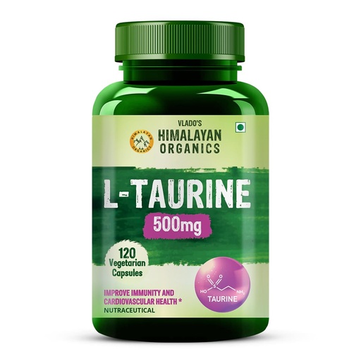 [BRSRAAT6AF7B6HTB] Vlado's Himalayan Organics L-Taurine 500mg | Amino Acid Supplement for Athletic Performance | Support Muscle Recovery | Improve Performance | Promotes Vision & Nerve Health - 120 Veg Capsules