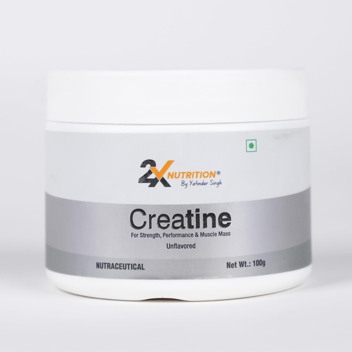 [BRSRAGTRB4PGAG3G] 2X Nutrition Premium Creatine Monohydrate Powder Each scoop (3g) | Improved Athletic Performance | Increased Muscle Mass | Faster Recovery 100% Pure Micronised (Unflavored 100g pack)