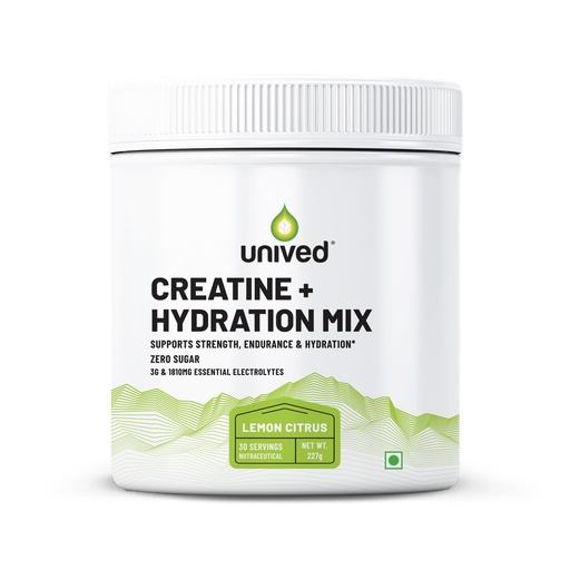 [BRSRGFD6BYDWKGTG] Unived Creatine with Hydration | Creatine Monohydrate 3 g per Serving with Electrolytes | Sodium, Potassium & Magnesium | Lemon Flavour | For Athletes & Active Individuals