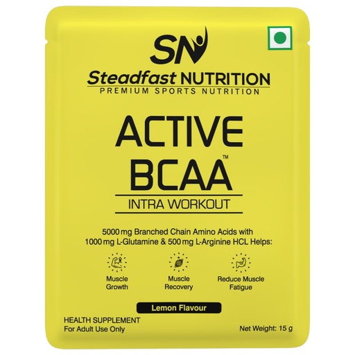 [BRSRO235OR5WA2AU] Steadfast Nutrition Active BCAA Pre Workout BCAA Supplement Muscle Recovery & Endurance Intra workout (Lemon, 30 Sachets, 450g)