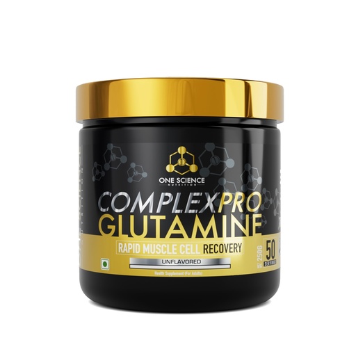 [BRSRGBI5B4MAIHTU] One Science Nutrition Complex Pro Glutamine 250g | Unflavored L-Glutamine Powder | 50 Servings | Muscle Recovery Support