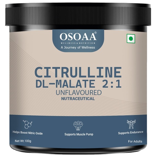 [BRSW2ZLQOV7WGYIU] OSOAA Pure Citrulline Malate 2:1 Supplement Powder - 100g, Unflavoured | Boosts Nitric Oxide, Pre Workout Amino Acid for Muscle Strength & Endurance