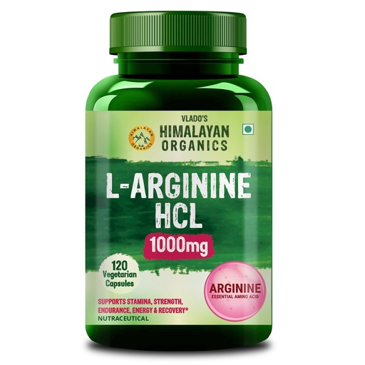 [BRSRAGQCB55BM2YZ] Vlado's Himalayan Organics L-Arginine 1000 Mg Supplement - 120 Veg Capsules | With Chromium Picolinate | Improve Muscle Growth Boost Energy And Stamina | l-Arginine Supplements For Men And Women