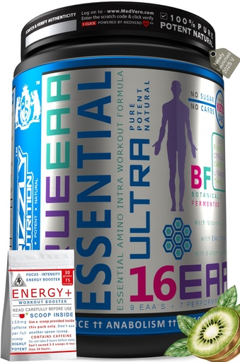 [BRSWYCADCMPA23LU] Grizzly Nutrition Total 16 EAAs, 450g + 30g Energy Caffeine Pack | EAA & BCAA Blend with Citrulline, Taurine & Performance Boosters | Platinum Grade | Kiwi Crush
