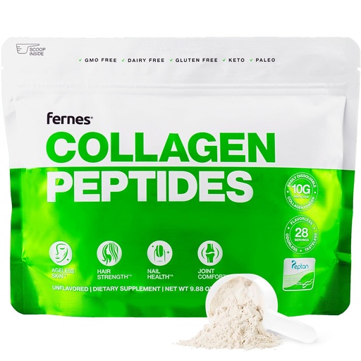 [BRSRAYYOCUGQM3L3] Hydrolyzed Collagen Peptides Supplement for Women & Men - Joint, Hair, Skin & Nails Support - Grass Fed Type I & III - Keto, Paleo - 28 Servings, 9.88 oz, Unflavored Powder