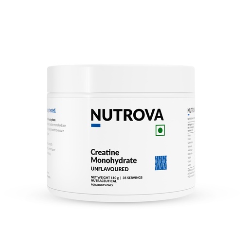 [BRSRGCQ5OEBWGFYV] NUTROVA Creatine Monohydrate (Unflavoured) | 100% Micronised for Solubility | Third-Party Tested | Supports Strength, Recovery & Brain Energy | 0 Calories | 35 Servings | 110g | Men & Women