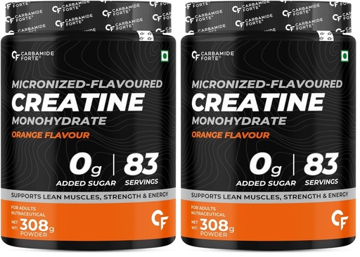 [BRSREAQ6C5YAOEQ2] Carbamide Forte Creatine Mono hydrate Powder | Micronized Creatine Monohydrate 308g | Micronized Monohydrate Creatine Supplement for Lean Muscle, Strength & Energy - Orange - 83 Servings - 308g