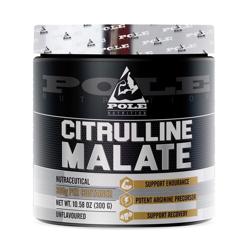 [BRSRMCQBOEPWCDL4] Pole Nutrition Citrulline Malate - Unflavored 300g | Boost Endurance & Recovery | Premium Nitric Oxide Support