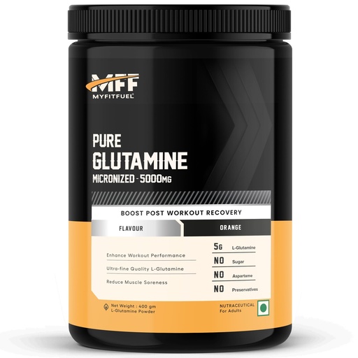 [BRSWGHQOBZ4AKC3F] MyFitFuel Pure Glutamine (0.88 lbs) 400 gm (Orange)