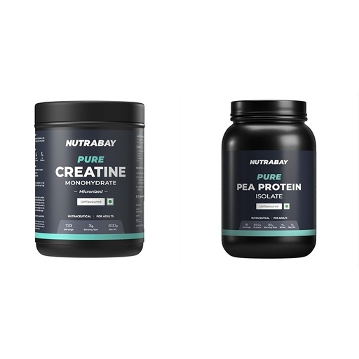 [BRSREAQROEGRSG3F] Nutrabay Pure Micronised Creatine Monohydrate Powder – 400g, Unflavoured With With Gold Whey Protein Concentrate with Digestive Enzymes – 1kg, Rich Chocolate Crème