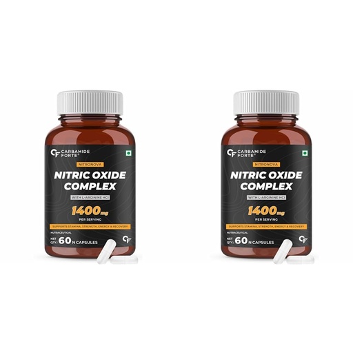 [BRSRAFQ5DJ7AE3QU] Carbamide Forte Nitric Oxide Supplement 1400mg with L-Arginine HCL, AAKG, L Citrulline Malate, Beet Root Extract & Caffeine – 60 Veg Capsules (Pack of 2)