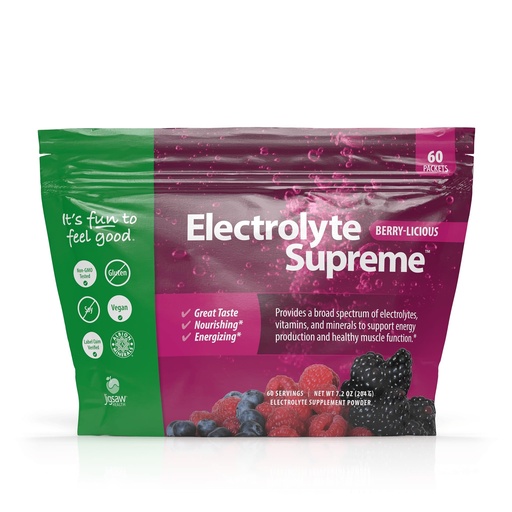 [BRSWGYDRCN6B6D36] Jigsaw Health Electrolyte Supreme | Broad Spectrum of Electrolytes + Trace Minerals | Berry-Licious Flavor | 60 Servings (Packets)