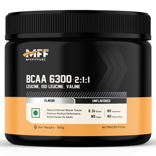 [BRSRMBIHCANQIC3V] MyFitFuel BCAA 6300 2:1:1 (Powder) (Natural (Unflavoured), 100 gm (0.22 lbs))