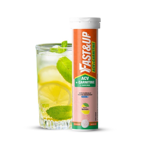 [BRSRMHACCV4AYADA] Fast&Up ACV + Carnitine | 500mg ACV | 350mg L-Carnitine | 500mg Garcinia| Triple Action Formula l Energy Booster l Essential Daily Supplement | Lemon Flavour (15 Effervescent Tablets)