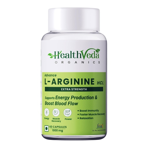 [BRSRO2Q5BB4GEGYZ] Health Veda Organics L-Arginine 1000 mg with Chromium Picolinate | Good for Muscle Growth, Stamina, Recovery, Immune Booster & Energy | For Both Men & Women | 60 Veg Capsules