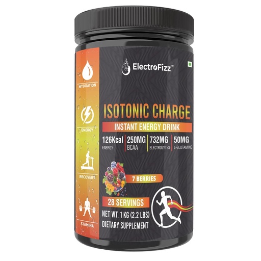 [BRSROZQPCV5QKD35] Isotonic Energy Drink Powder for Endurance Sports & Fitness Activities, 1 Kg Jar (7 Berries)