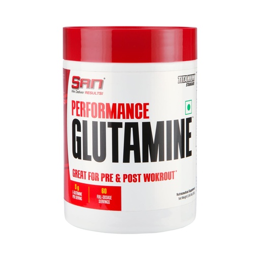 [BRSRECAFOEMBAD3K] San Performance Glutamine Powder | Pure L-Glutamine | Pre & Post Workout Supplement | 60 Servings | Unflavoured | 300g |