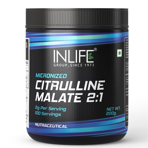[BRSWGEITBF6WKG3V] INLIFE Micronized Citrulline Malate 2:1 Supplement, 2g, 200g, 100 Servings