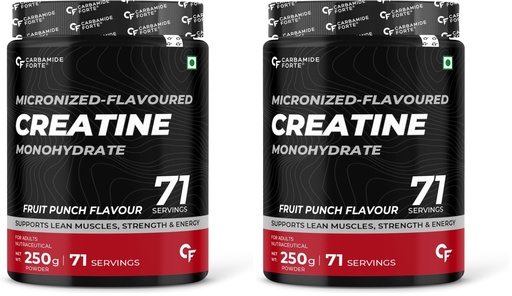 [BRSREAQ6CV5BQETF] Carbamide Forte Creatine Mono hydrate Powder | Micronized Monohydrate Creatine 250g | Micronized Monohydrate Supplement for Lean Muscle, Strength & Energy - Fruit Punch- 71 Servings - 250g (Pack of 2)