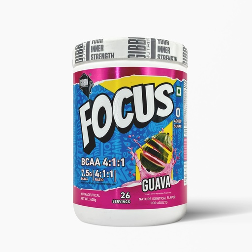 [BRSRGA3QPMPWEH3H] GIBBON Focus BCAA 4:1:1 Powder with Beta Alanine & L-Glutamine | Advanced Muscle Recovery & Endurance Support | Amino Acid Supplement for Lean Muscle & Performance | 400g | 26 Servings (400 Gm, Guava)