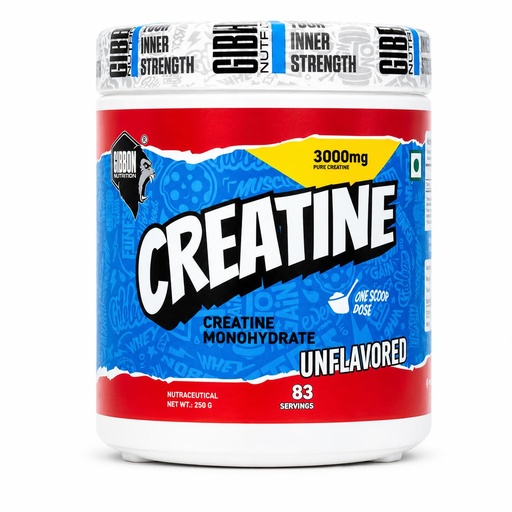 [BRSW2CAQBANGAAYV] Gibbon Creatine Monohydrate Powder 250g | 3000mg Micronised Pure Creatine per Scoop | 83 Servings | Pre & Post Workout for Strength, Muscle Gain & Recovery | Unflavoured | Vegan, Lab-Tested, FSSAI
