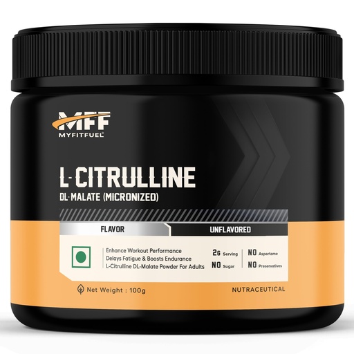 [BRSWGHYBDMFROHTJ] MyFitFuel L Citrulline Malate Powder 2000mg | Boosts Nitric Oxide, Delay Fatigue, Pre Workout Supplements for Men & Women - (100g, Unflavoured)