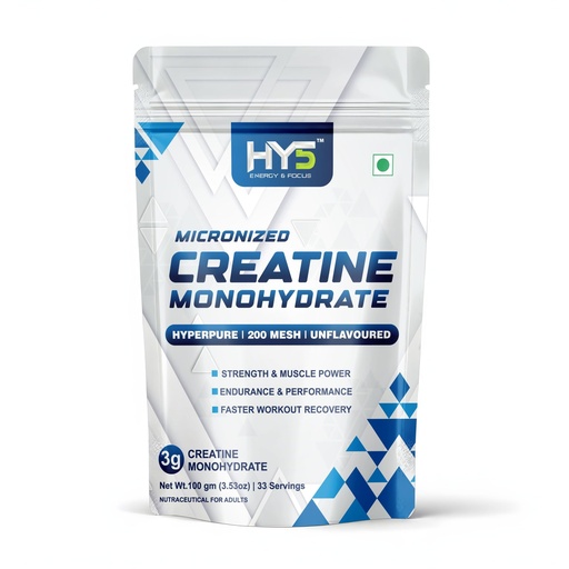[BRSRGCT7CQMQI3I7] HY5 Creatine Monohydrate Powder 100g | Micronized 200 Mesh | 100% Pure Unflavoured Creatine | 3g Per Serving | 33 Servings | Supports Strength, Power & Workout Performance
