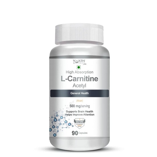 [BRSW2HYDOQMQIADH] Vokin Biotech L-Carnitine Acetyl (ALCAR)- Support Brain Health- 500 mg – 90 Capsules