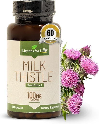 [BRSWGAYTA4BAO2Y6] Lignans for Life Milk Thistle Seed Extract Herbal Supplement for Dogs, 100mg - 60 Vegetarian Capsules, Canine Liver Health