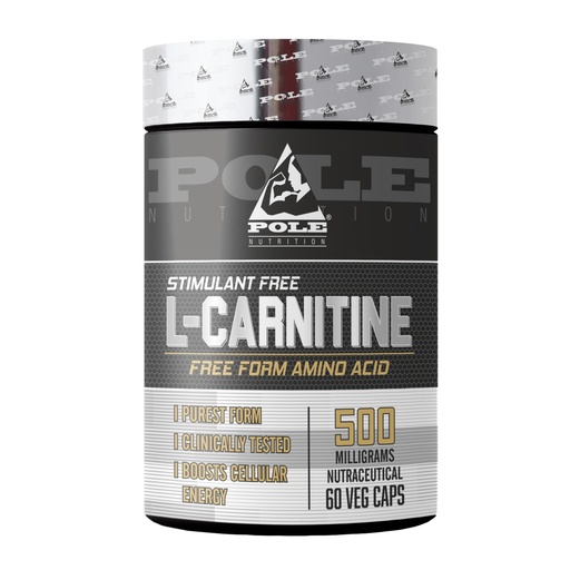 [BRSRMCQBOQFWOFYV] Pole Nutrition L-Carnitine Free Form Amino Acid 500mg - 60 Veg Capsules | Energy Production and Fat Metabolism Support - Vegetarian Formula